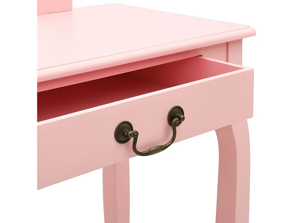 Schminktisch mit Hocker Rosa 65x36x128 cm Paulownia-Holz MDF