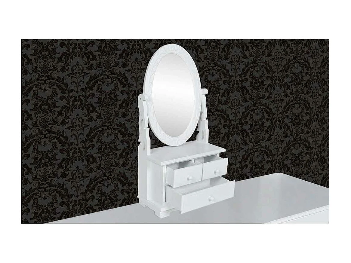 Coiffeuse avec miroir pivotant ovale MDF