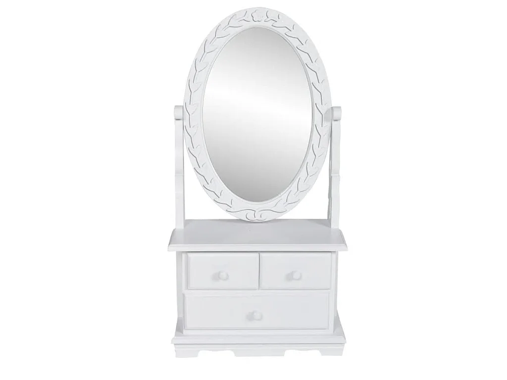 Coiffeuse avec miroir pivotant ovale MDF