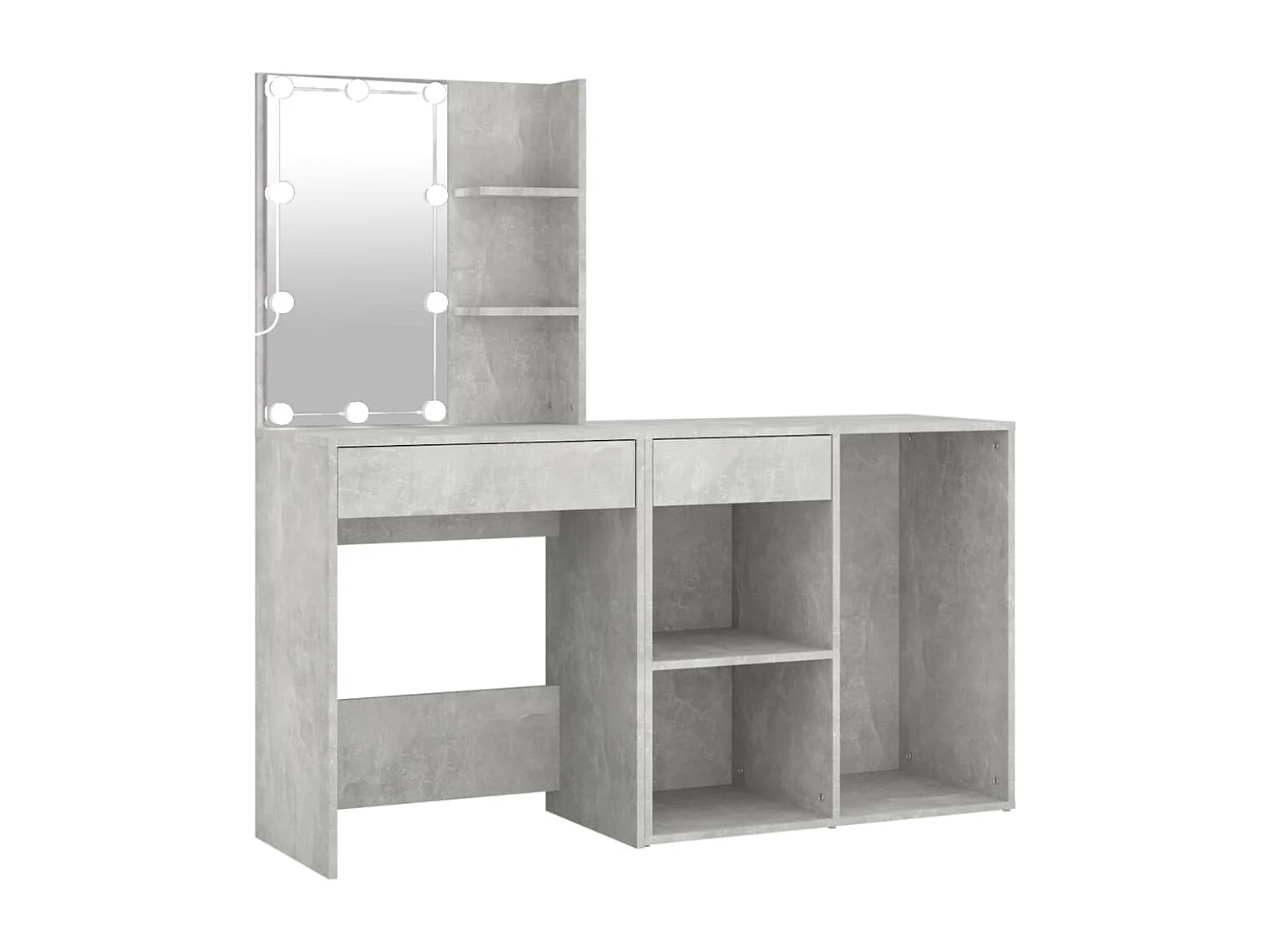 Coiffeuse à LED avec armoire Gris béton Bois d'ingénierie