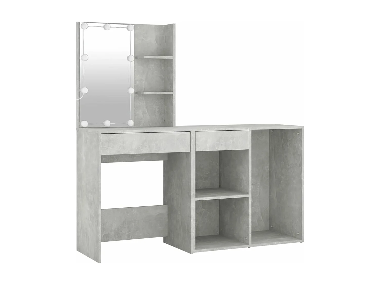 Coiffeuse à LED avec armoire Gris béton Bois d'ingénierie