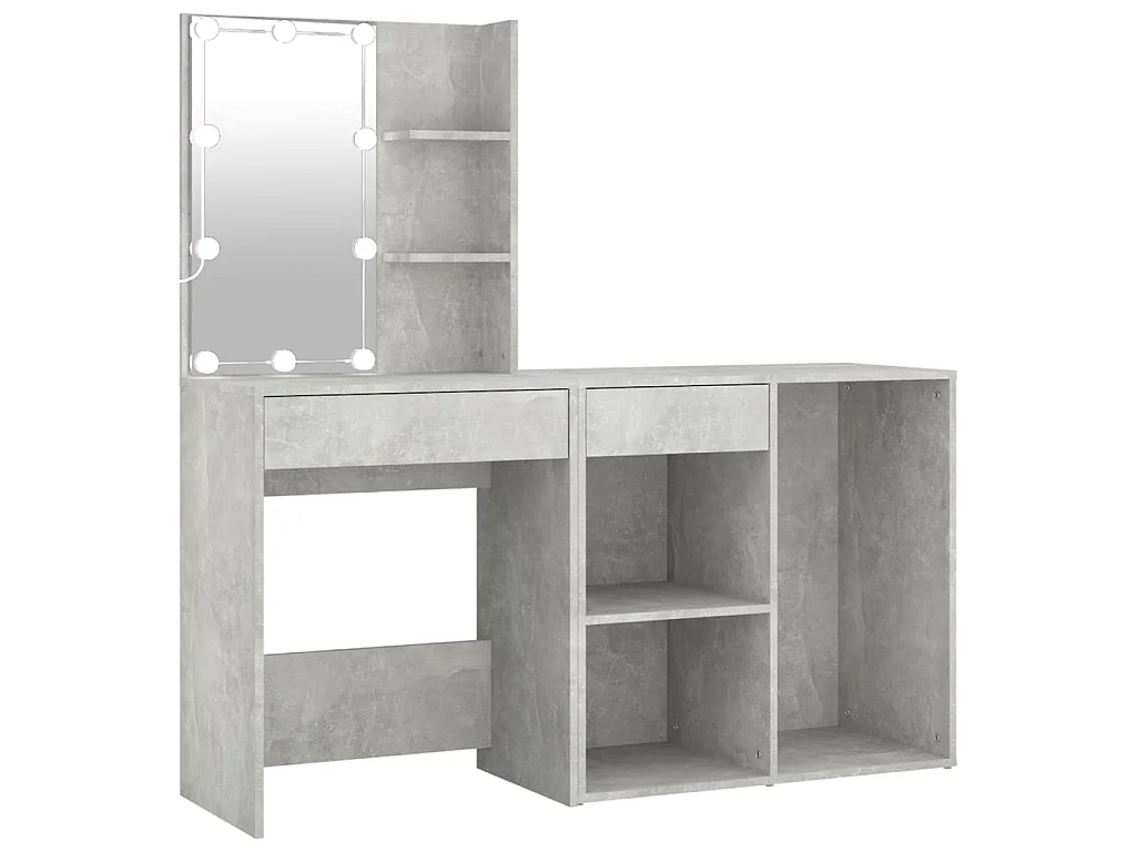 Kaptafel met kastje en LED's bewerkt hout betongrijs