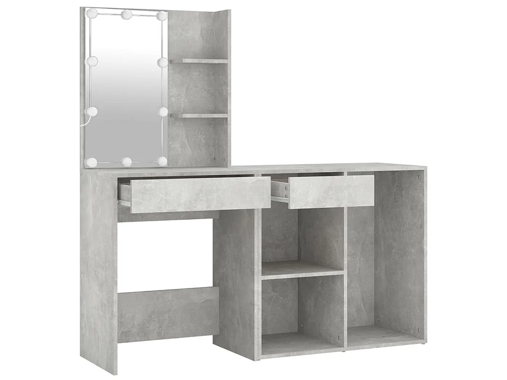 Kaptafel met kastje en LED's bewerkt hout betongrijs