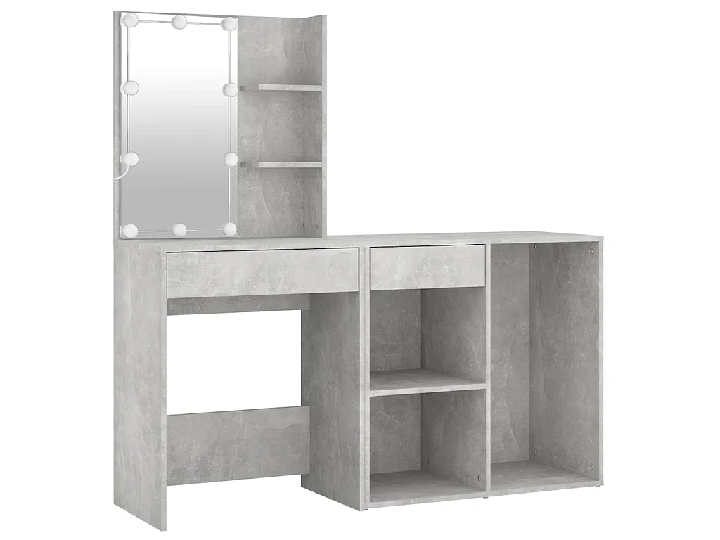 Kaptafel met kastje en LED's bewerkt hout betongrijs