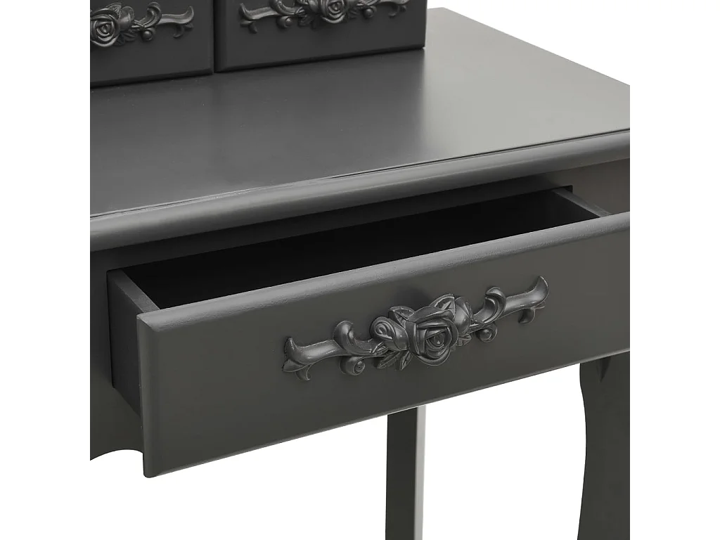 Tavolo da Trucco e Sgabello Grigio 50x59x136 cm Legno Paulownia