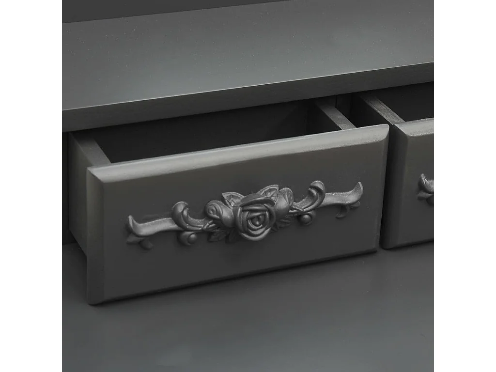 Tavolo da Trucco e Sgabello Grigio 50x59x136 cm Legno Paulownia