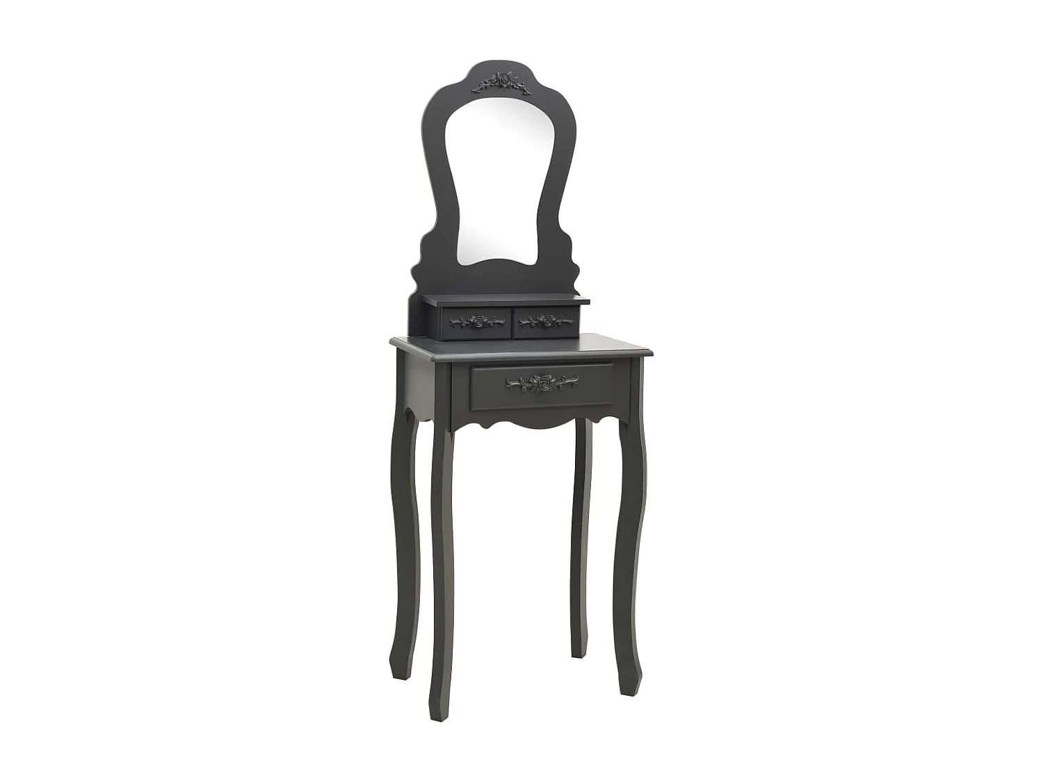 Ensemble de coiffeuse avec tabouret Gris 50x59x136 cm Paulownia