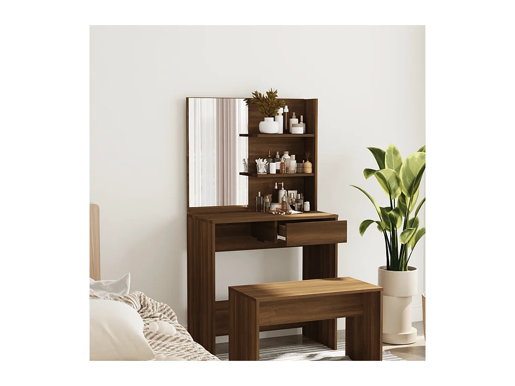 Coiffeuse avec miroir Chêne marron 74,5x40x141 cm