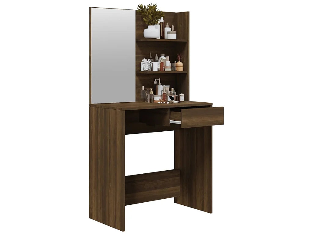 Coiffeuse avec miroir Chêne marron 74,5x40x141 cm