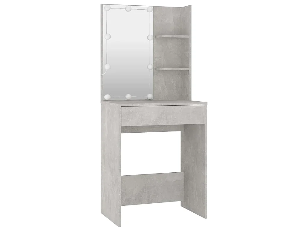 Ensemble de coiffeuse avec LED Gris béton Bois d'ingénierie