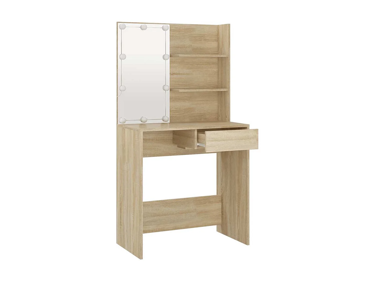 Tocador con LED color roble Sonoma 74,5x40x141 cm