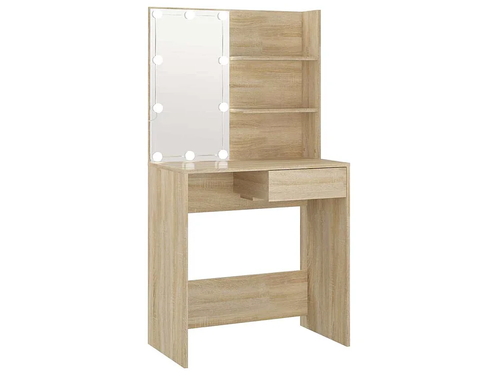 Coiffeuse avec LED chêne sonoma 74,5x40x141cm bois d'ingénierie