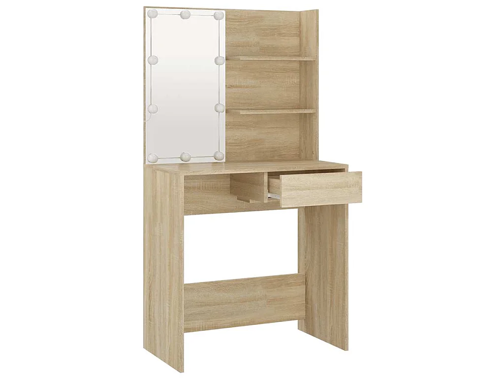 Coiffeuse avec LED chêne sonoma 74,5x40x141cm bois d'ingénierie