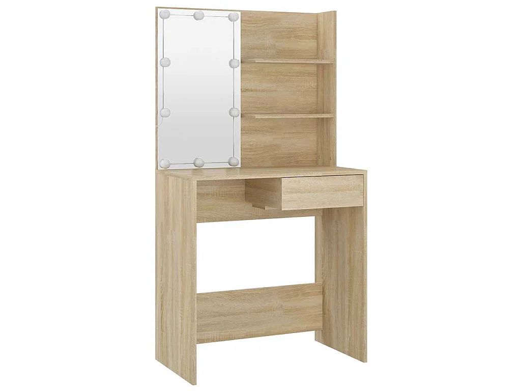 Coiffeuse avec LED chêne sonoma 74,5x40x141cm bois d'ingénierie