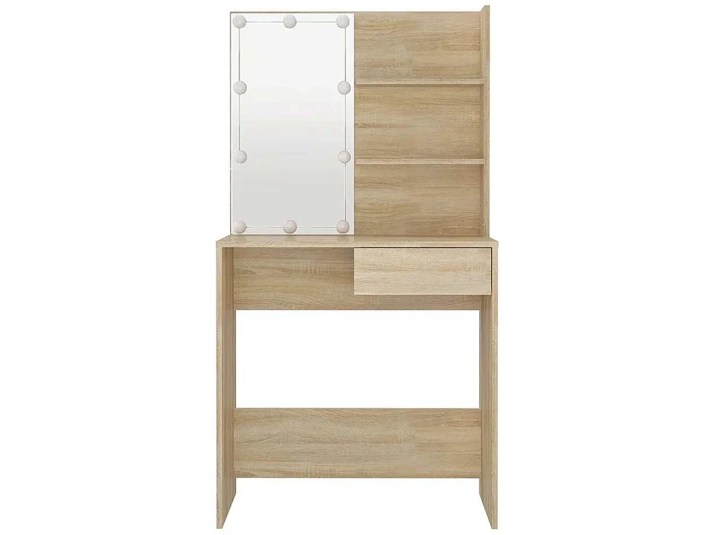 Coiffeuse avec LED chêne sonoma 74,5x40x141cm bois d'ingénierie