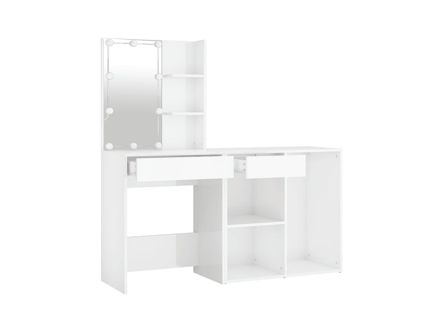 Tocador con LED y armario madera contrachapada blanco brillante