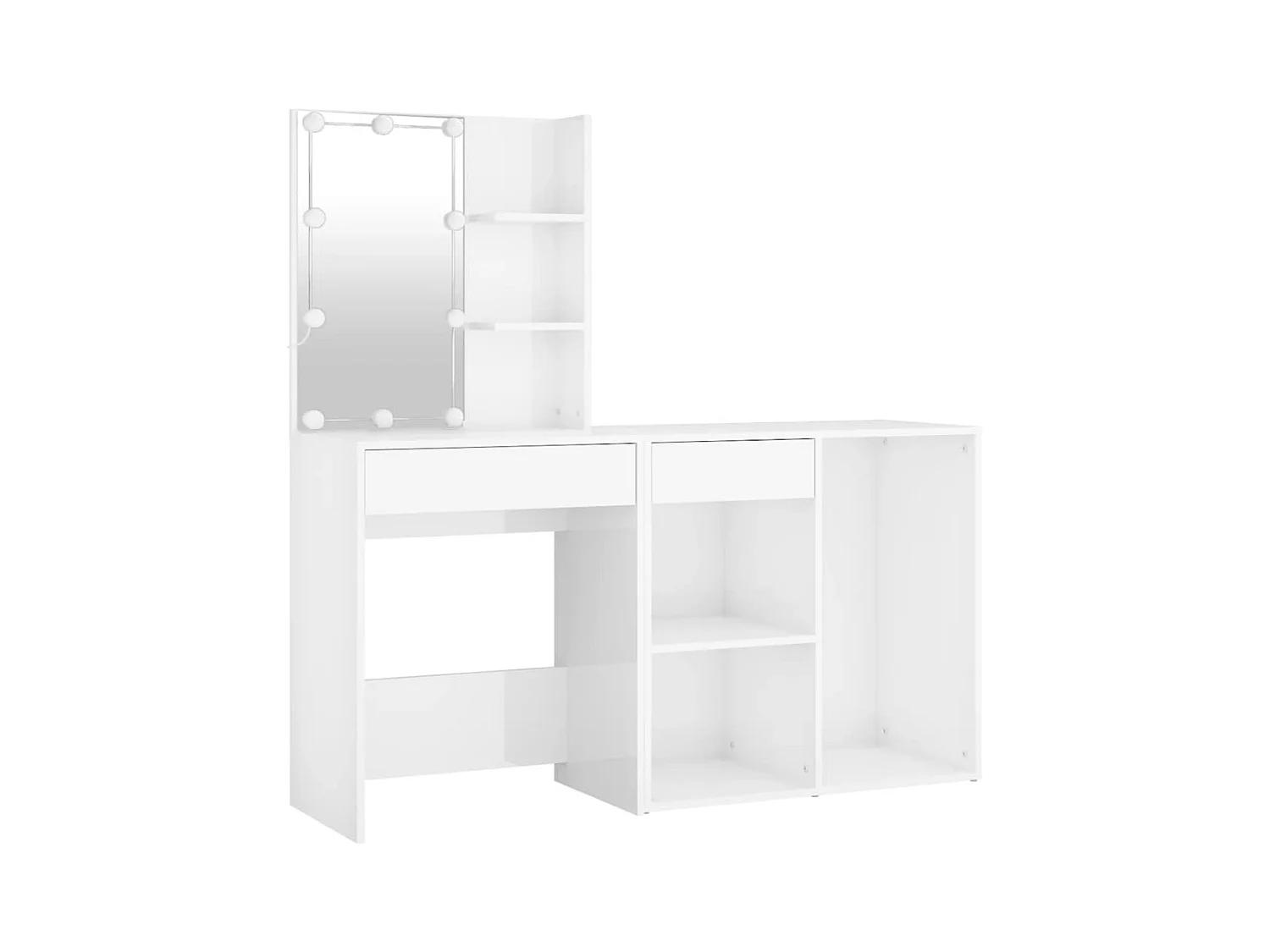 Tocador con LED y armario madera contrachapada blanco brillante