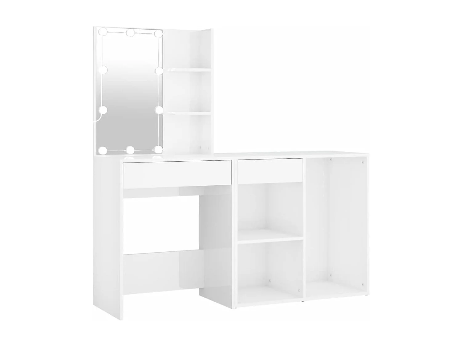 Tocador con LED y armario madera contrachapada blanco brillante