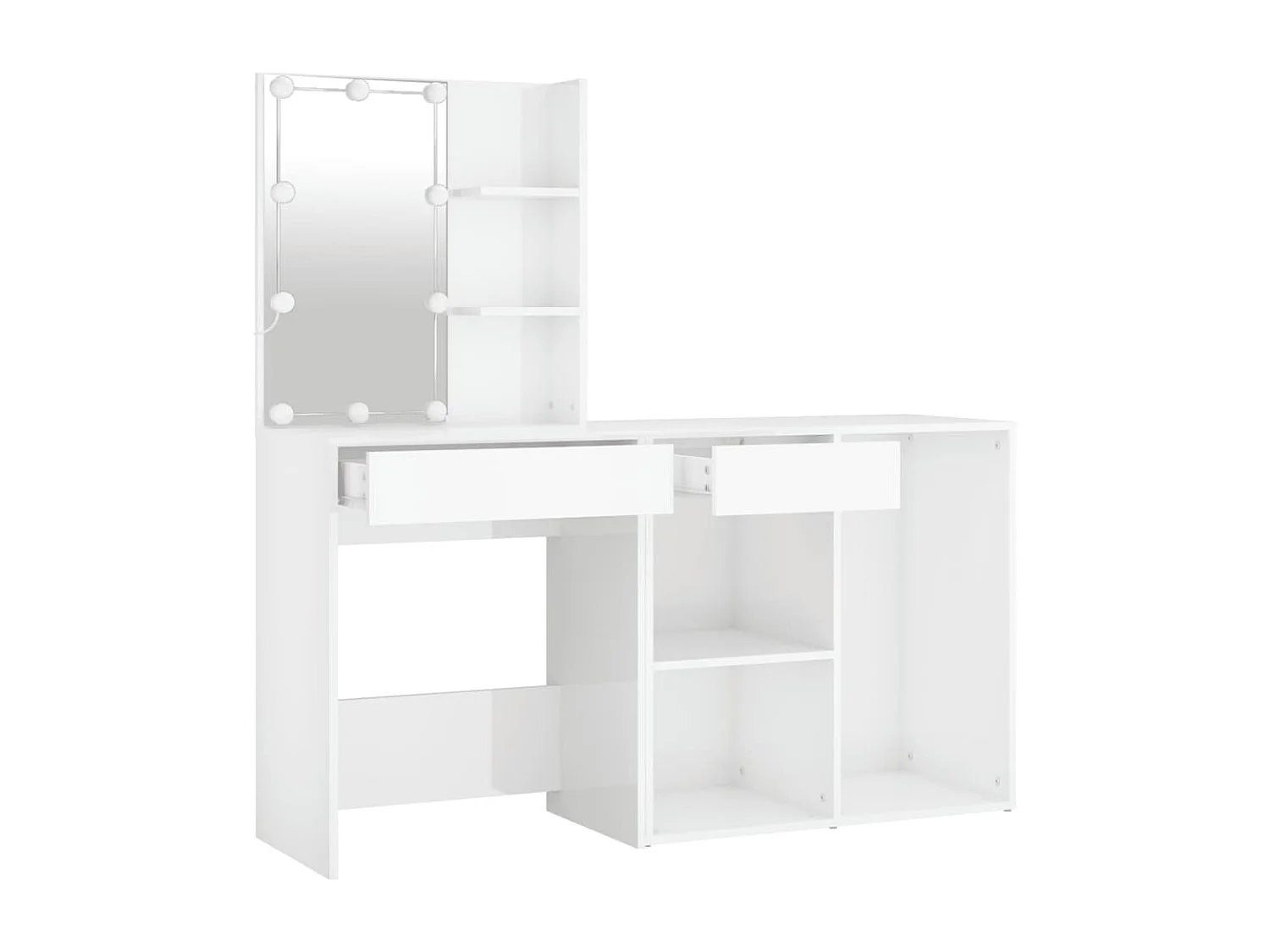 Tocador con LED y armario madera contrachapada blanco brillante