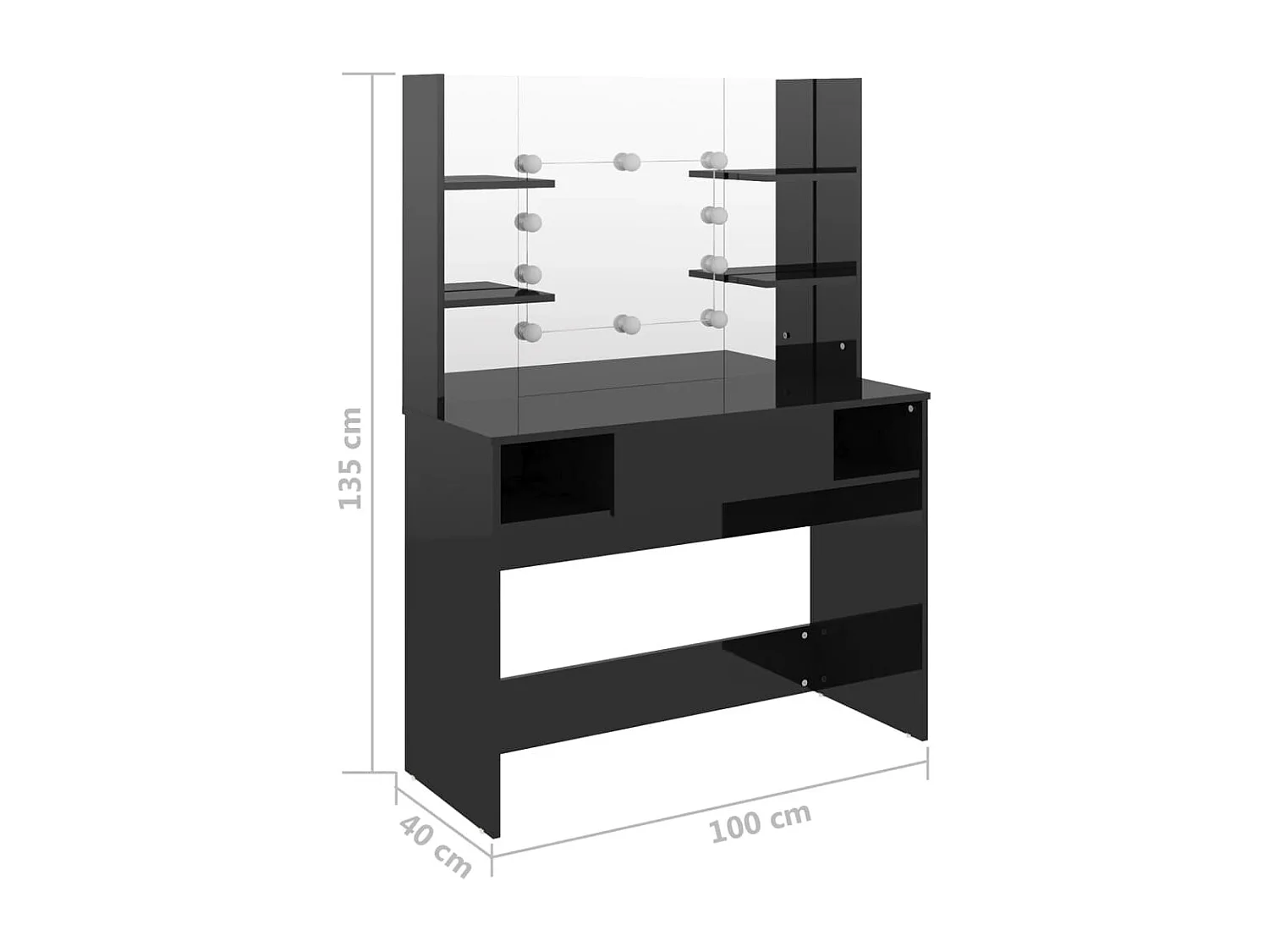 Schminktisch mit LED-Beleuchtung 100x40x135 cm MDF