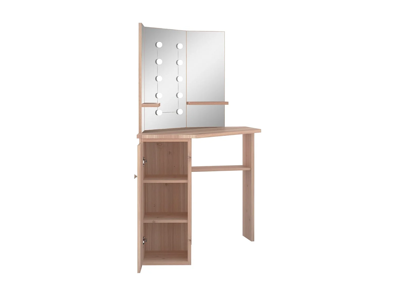 Coiffeuse d'angle avec LED Chêne 111x54x141,5 cm