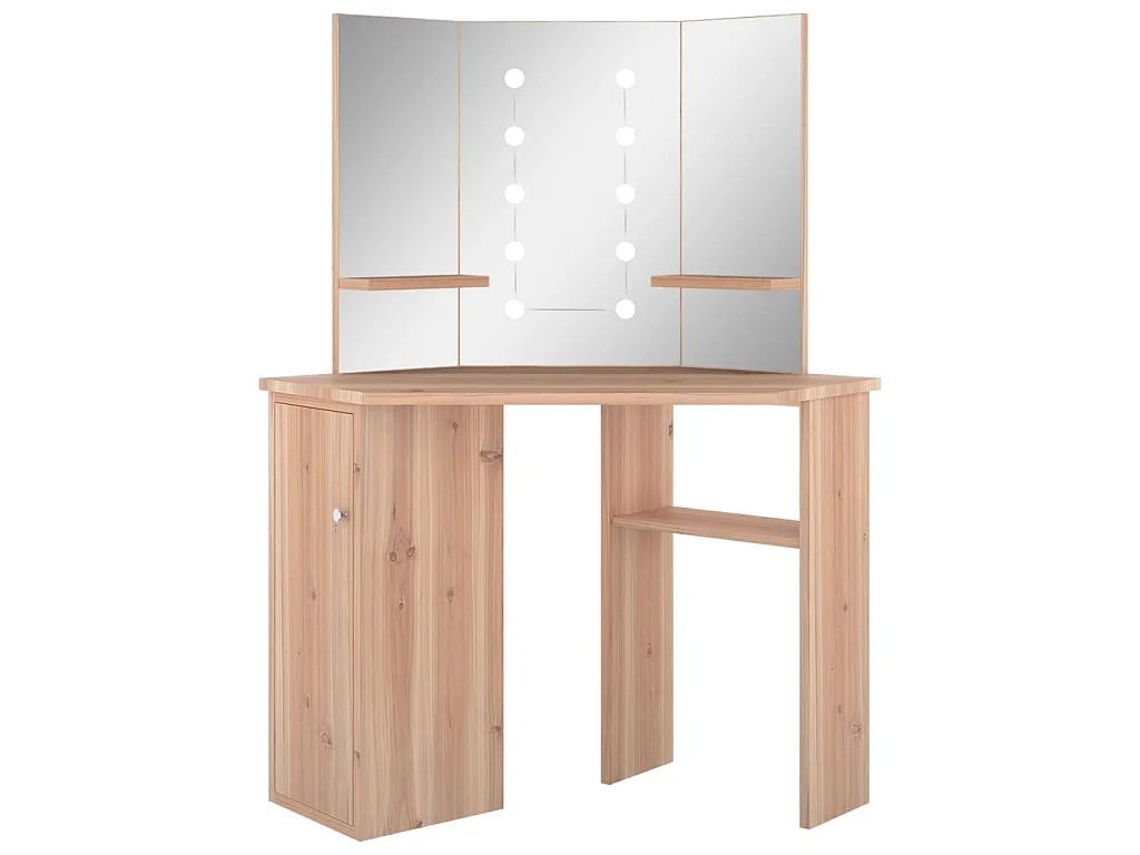 Coiffeuse d'angle avec LED Chêne 111x54x141,5 cm