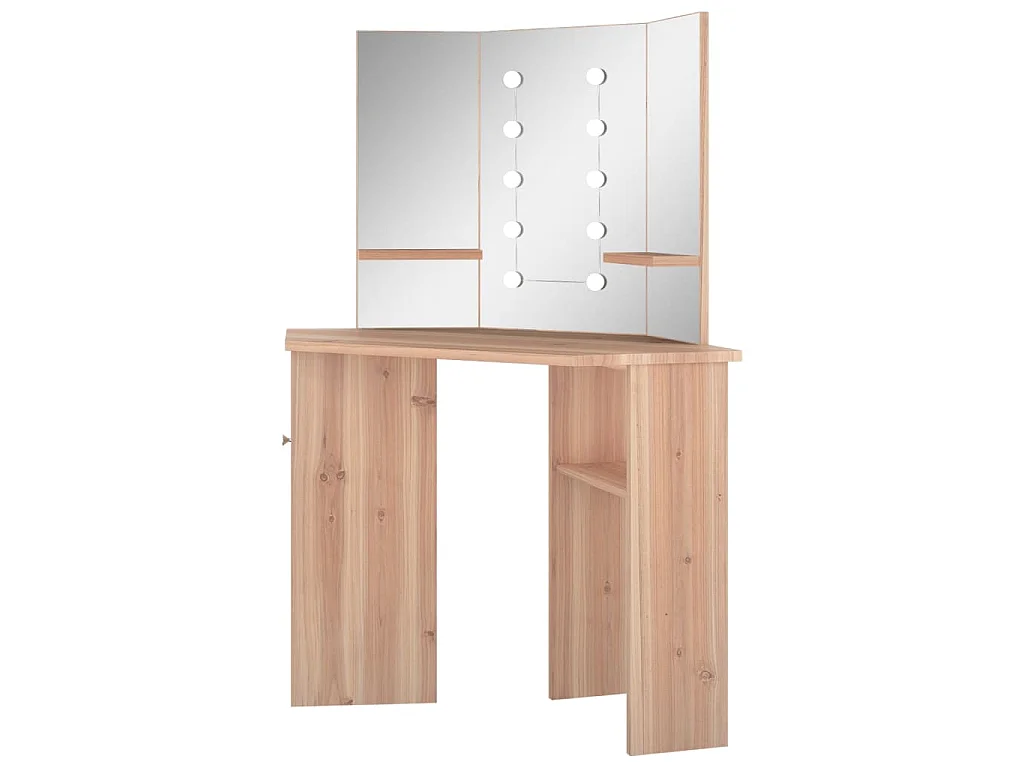 Coiffeuse d'angle avec LED Chêne 111x54x141,5 cm