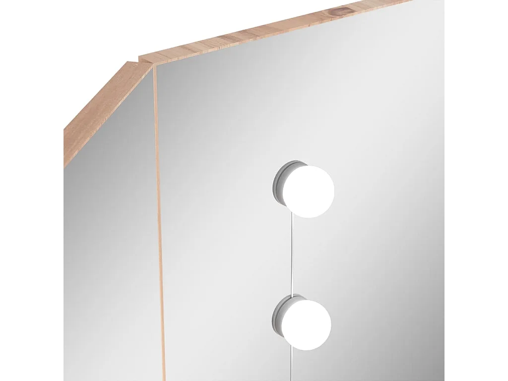 Coiffeuse d'angle avec LED Chêne 111x54x141,5 cm