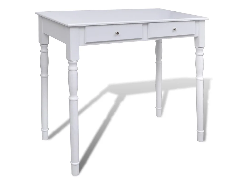 Coiffeuse avec miroir et tabouret 2 tiroirs Blanc