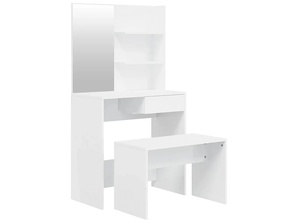 Ensemble de coiffeuse Blanc brillant 74,5x40x141 cm