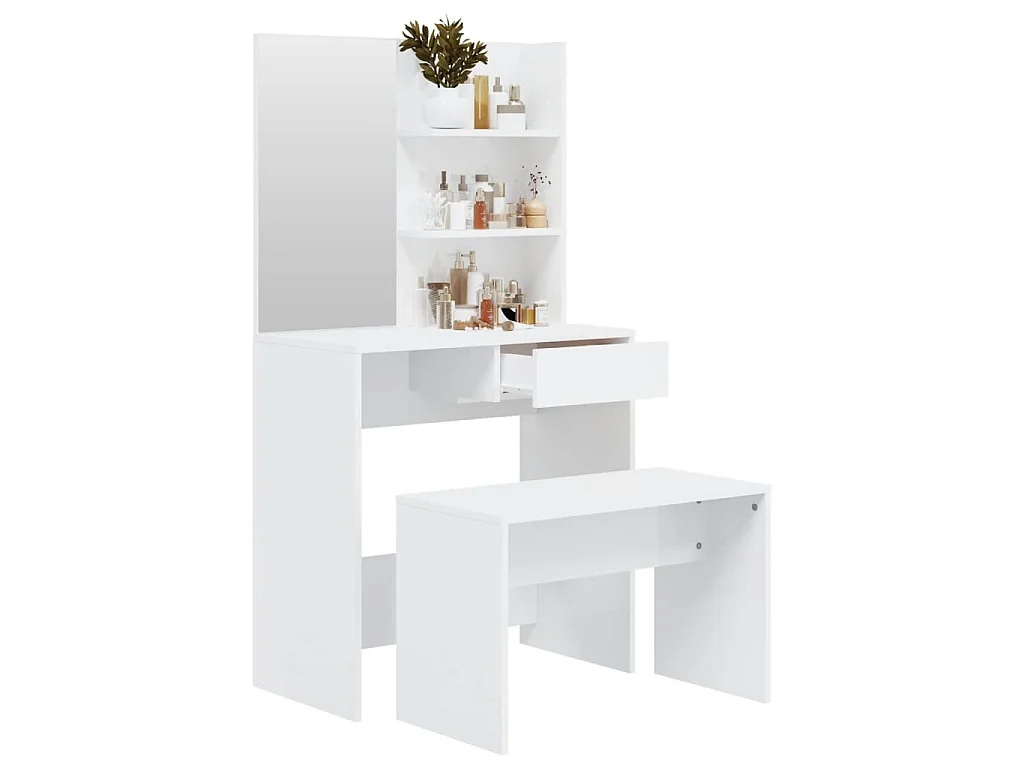 Ensemble de coiffeuse Blanc brillant 74,5x40x141 cm