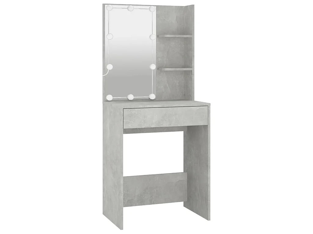 Toeletta LED con 2 Armadietti Legno Multistrato Grigio Cemento