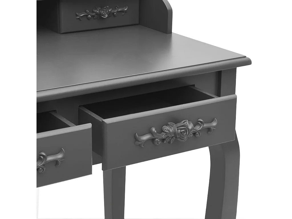 Ensemble de coiffeuse avec tabouret Gris 75x69x140 cm Paulownia