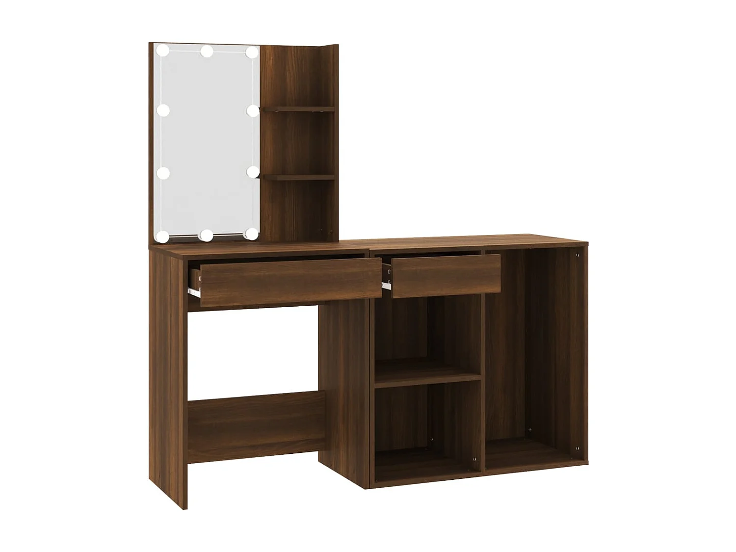 Kaptafel met kastjes LED bewerkt hout bruin eikenkleur