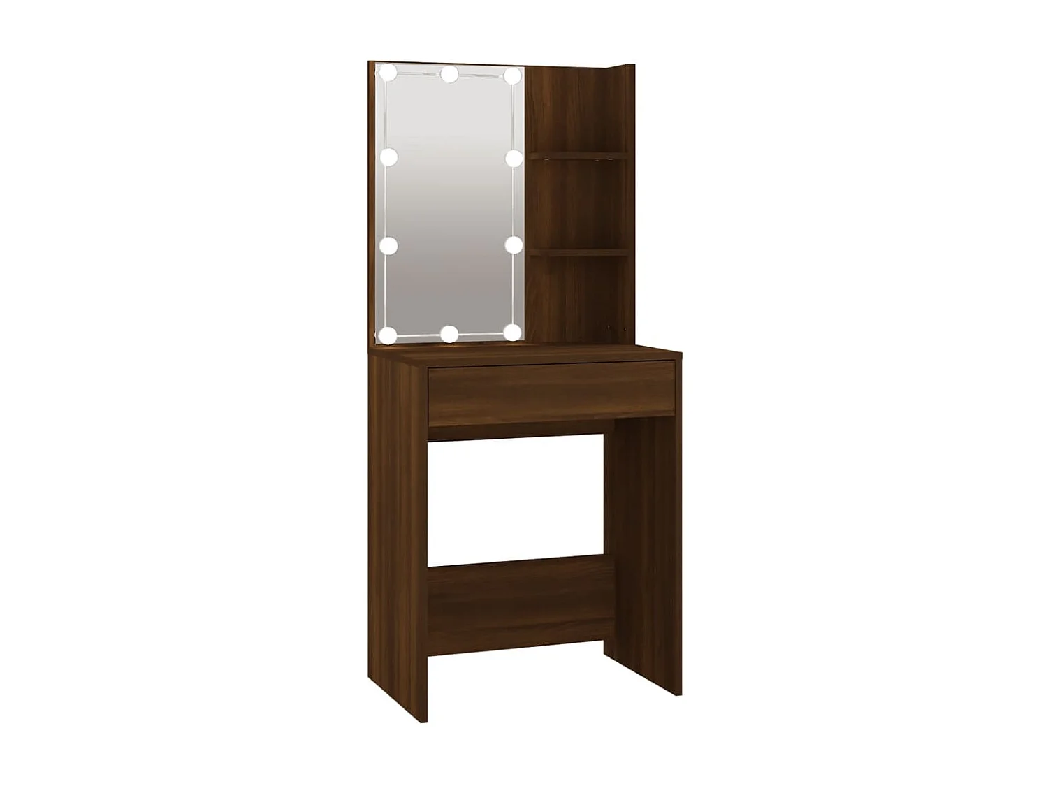Kaptafel met kastjes LED bewerkt hout bruin eikenkleur