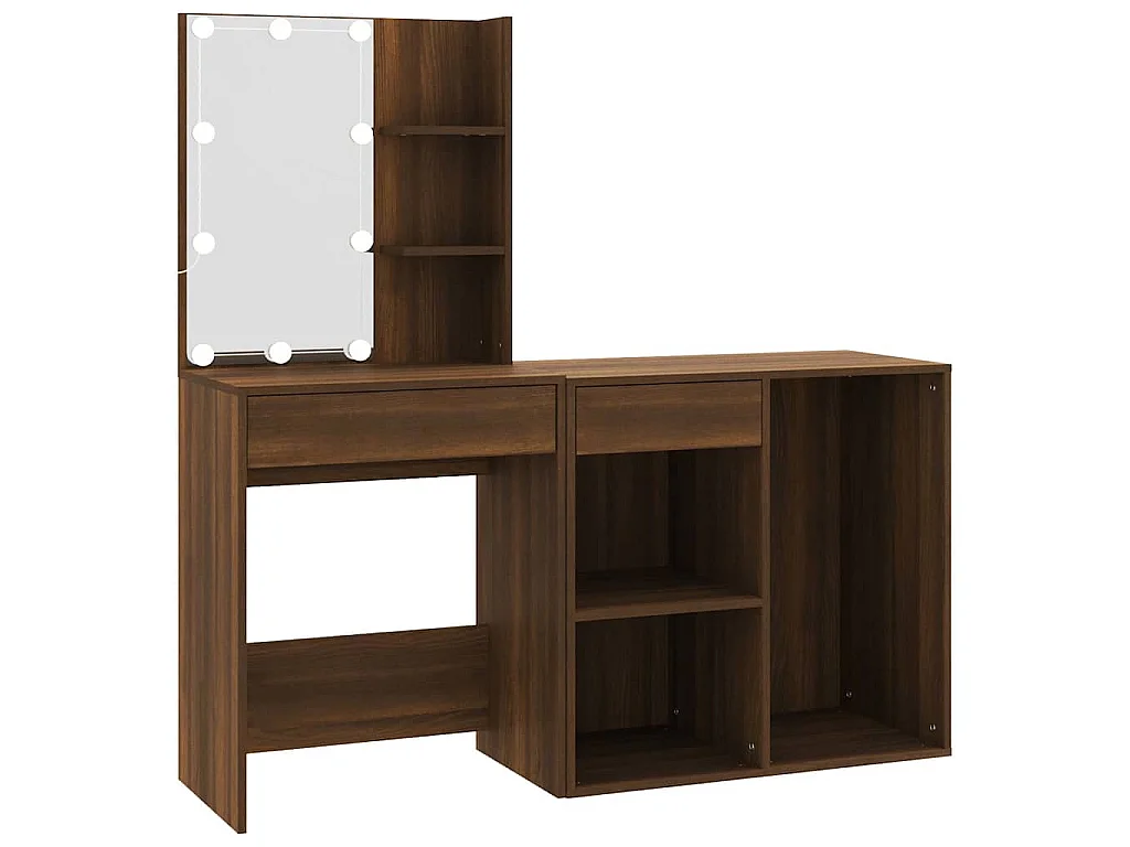 Coiffeuse à LED avec armoire Chêne marron Bois d'ingénierie