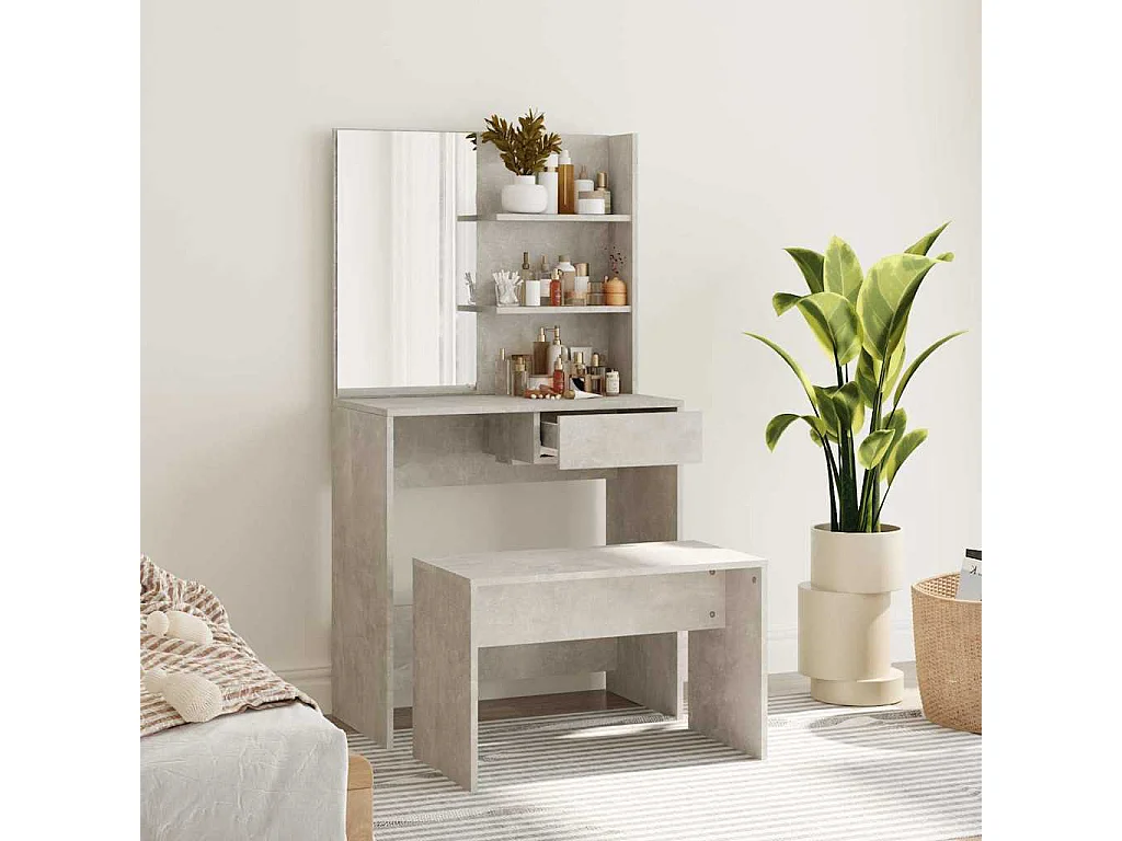 Ensemble de coiffeuse Gris béton 74,5x40x141 cm