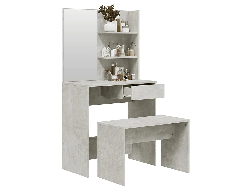 Ensemble de coiffeuse Gris béton 74,5x40x141 cm