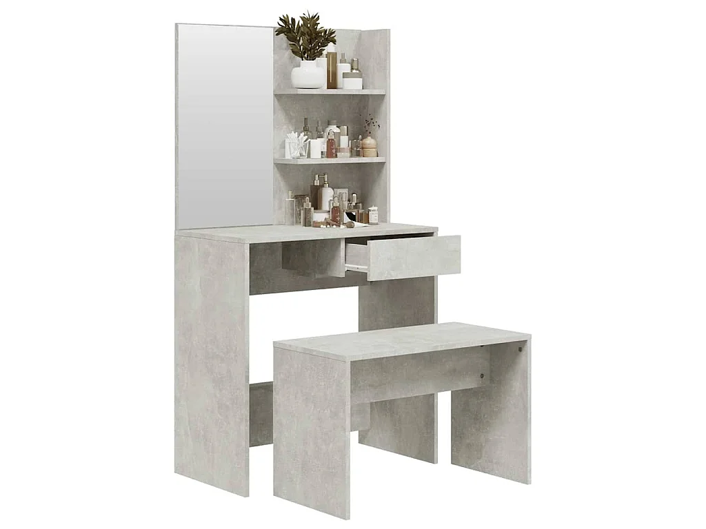 Ensemble de coiffeuse Gris béton 74,5x40x141 cm