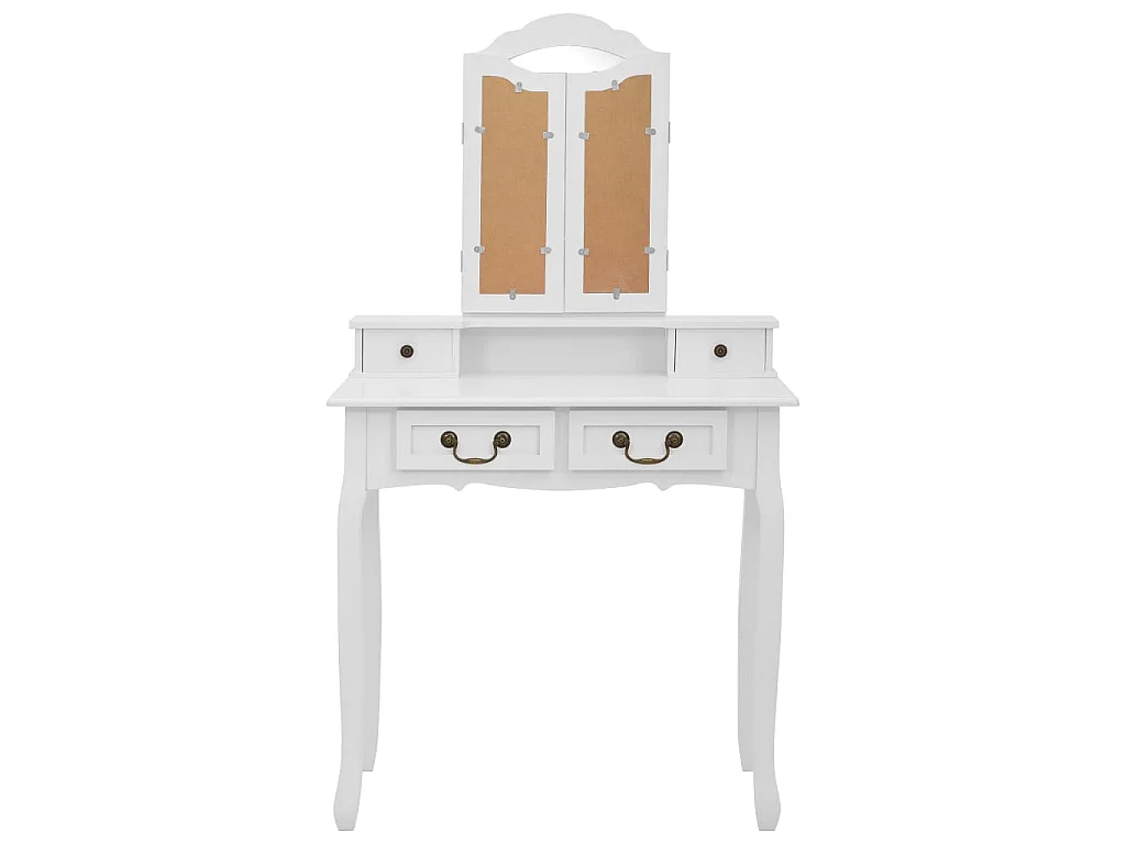 Tavolo da Trucco e Sgabello Bianco 80x69x141 cm Legno Paulownia