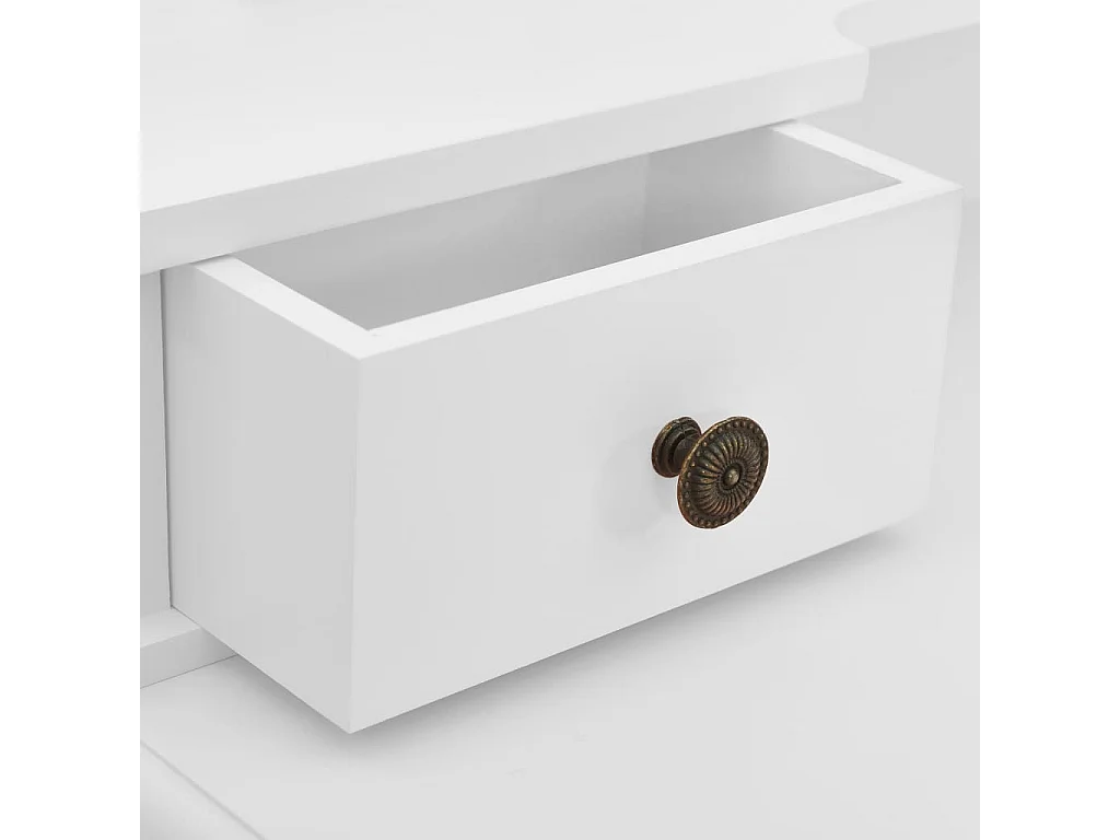 Tavolo da Trucco e Sgabello Bianco 80x69x141 cm Legno Paulownia