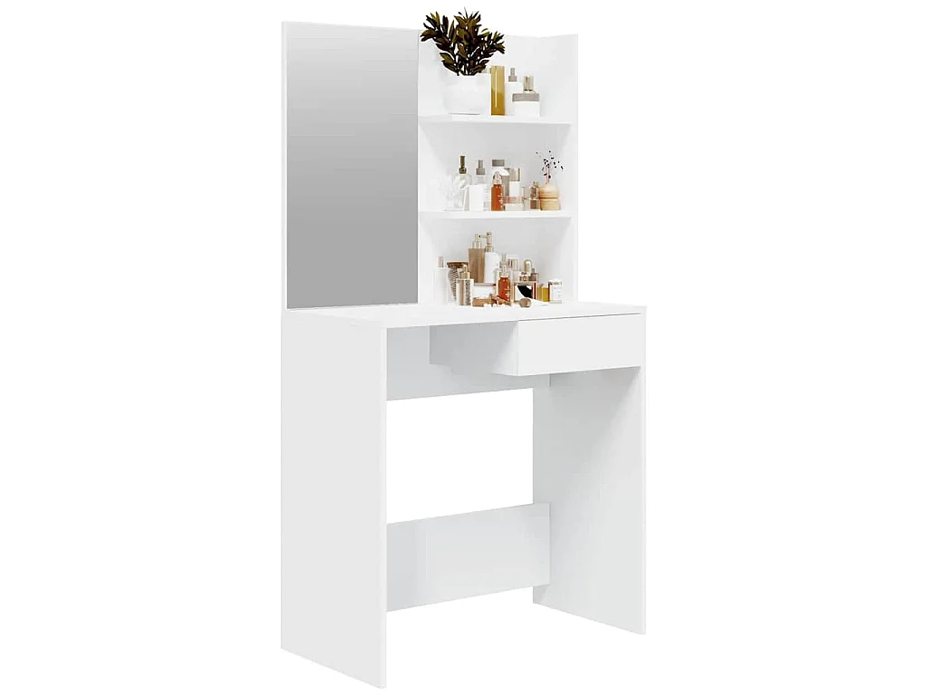 Coiffeuse avec miroir blanc 74,5x40x141 cm