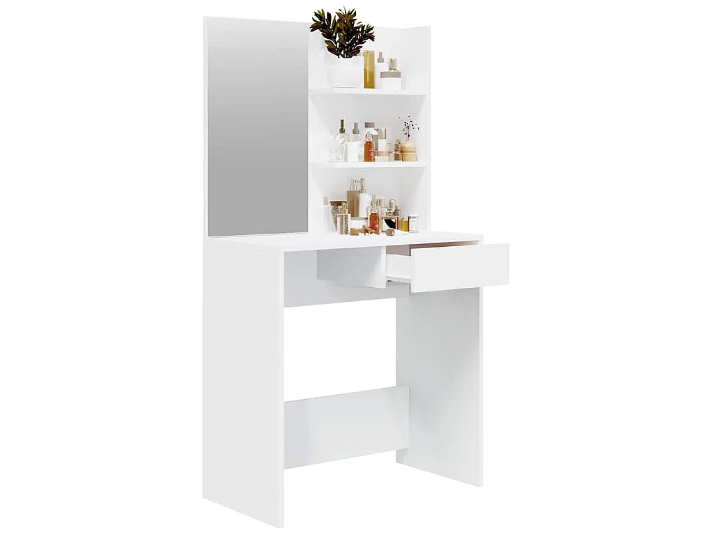 Coiffeuse avec miroir blanc 74,5x40x141 cm