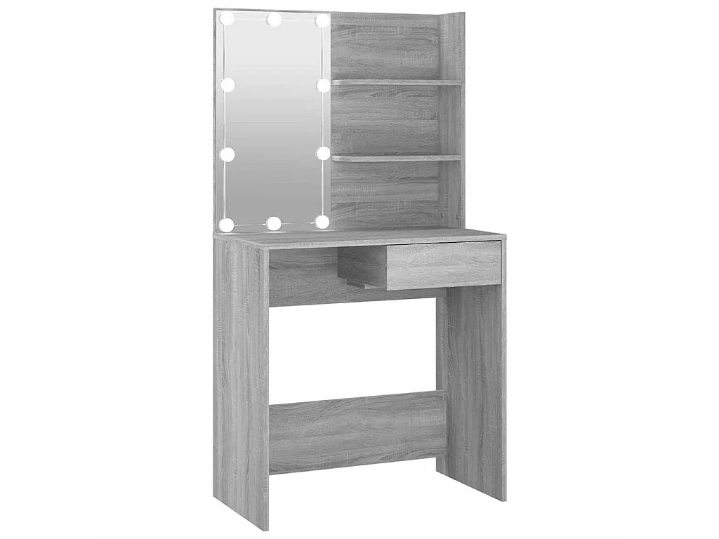 Toucador com LEDs 74,5x40x141 cm sonoma cinza