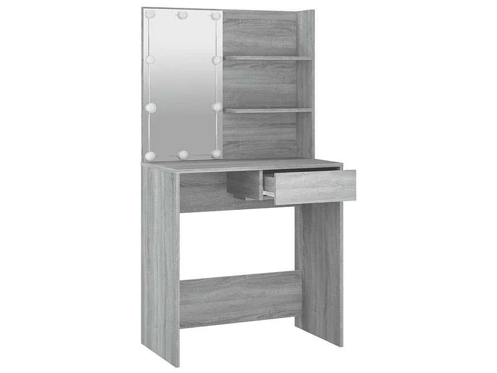 Toucador com LEDs 74,5x40x141 cm sonoma cinza