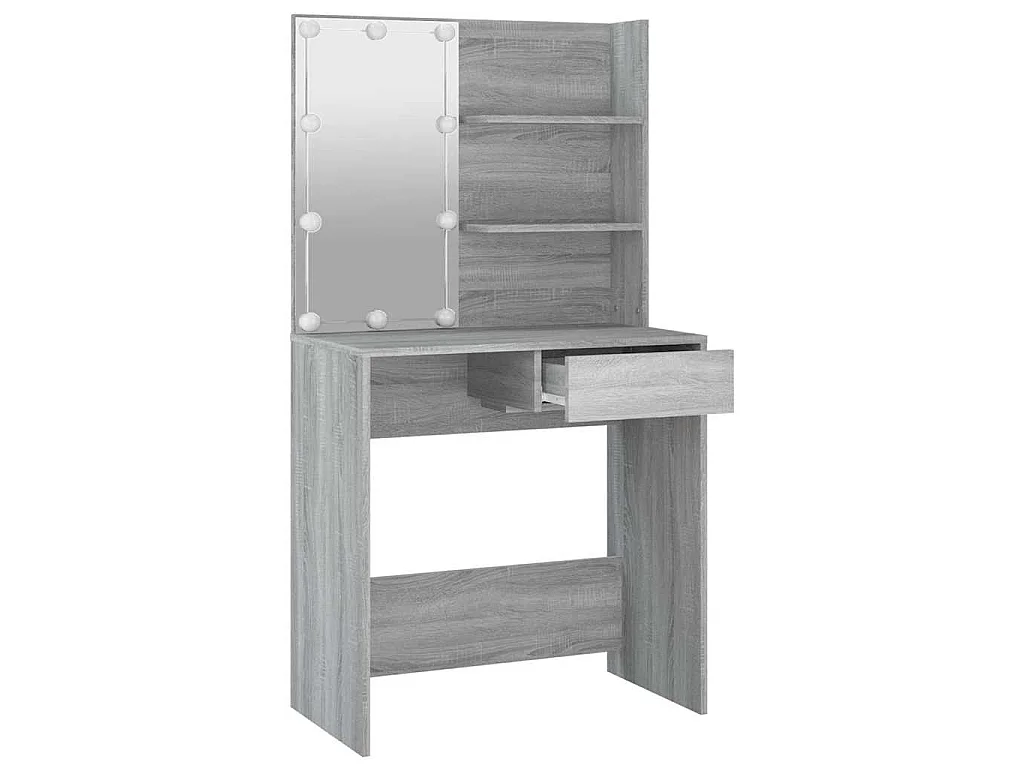 Coiffeuse avec LED Sonoma gris 74,5x40x141 cm