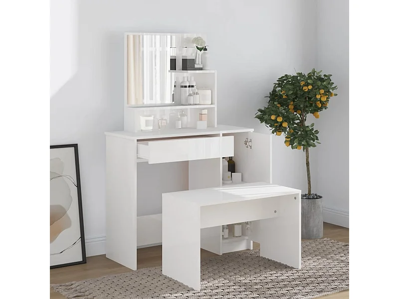 Kaptafelset 86,5x35x136 cm hoogglans wit