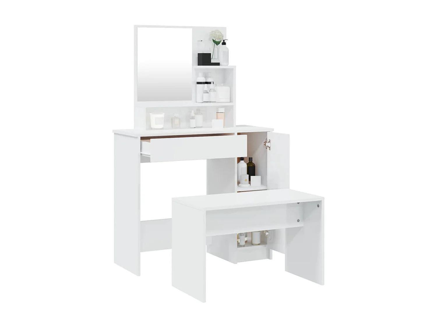 Kaptafelset 86,5x35x136 cm hoogglans wit