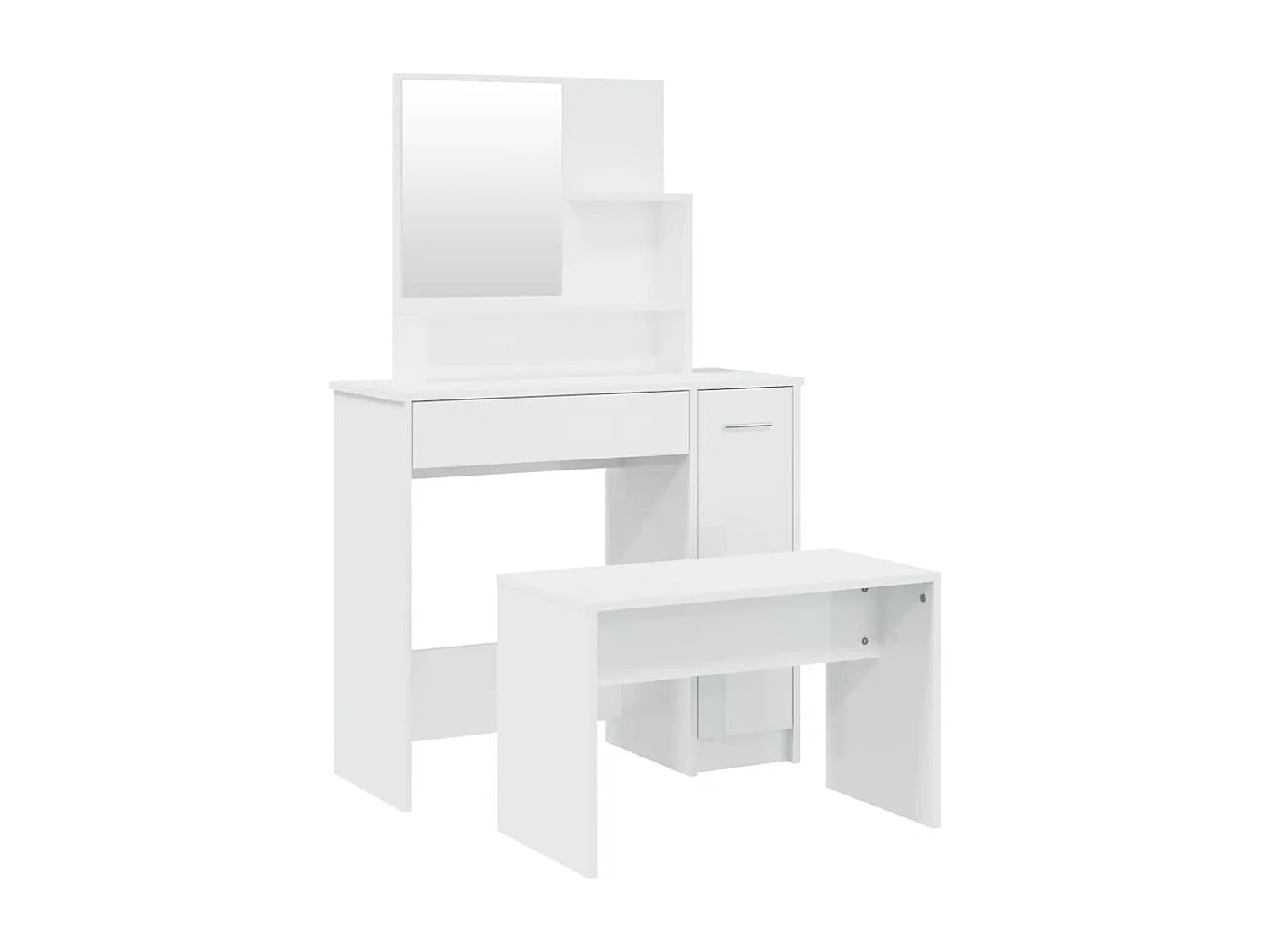 Schminktisch-Set Hochglanz-Weiß 86,5x35x136 cm