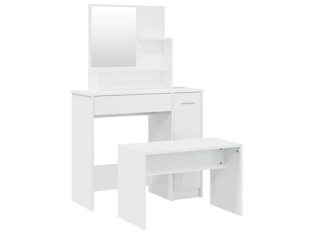 Schminktisch-Set Hochglanz-Weiß 86,5x35x136 cm